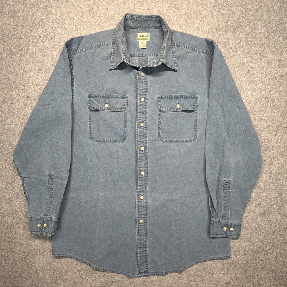 LL Bean Sunwashed Canvas Shirt Mens Large Tall Outdoors‎ 0FCW8 Chore Workwear